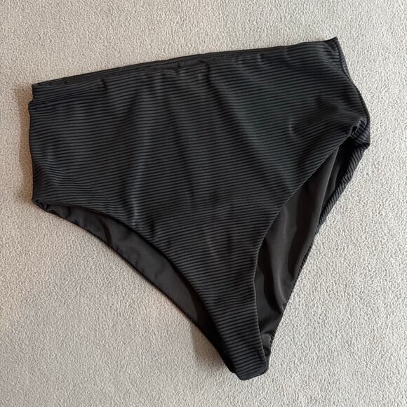 FAYT The Label Swim Bikini Bottoms 10 (6 US) Black Mid High Waist - Picture 1 of 9